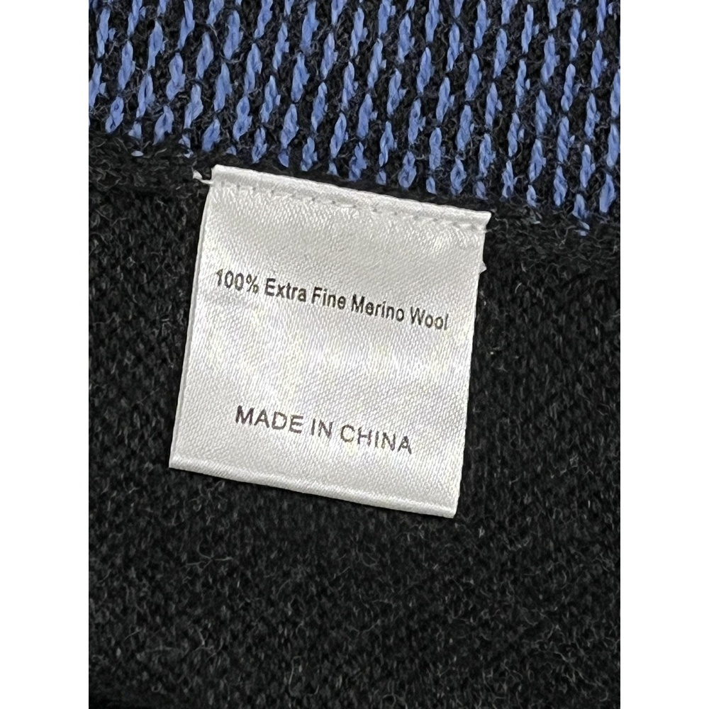 Turtleson Blue Black Men's Quarter-Zip Merino Wool Sweater Extra Large - Picture 6 of 7